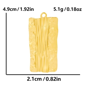 18k gold plated stainless steel textured rectangle pendant with hammered finish
