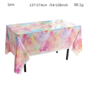 Waterproof rectangular tablecloth with colorful watercolor design, 137x274cm party cover