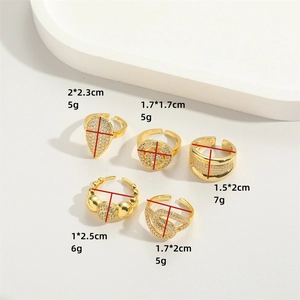 Vintage gold adjustable rings set with zircon stones in various stylish designs