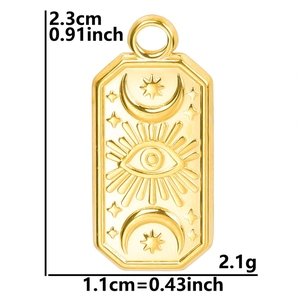 Golden Evil Eye rectangular pendant size measurement 2.3cm height and 2.1g weight detail