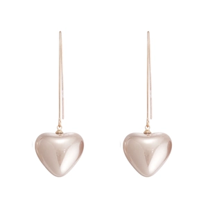 Elegant rose gold heart drop earrings with vintage style for women on white background