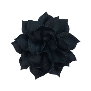 Detail view of 8cm black multi-layered fabric lotus flower for DIY hair accessories