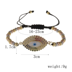 Bracciale turco malocchio con cordino nero regolabile e ciondolo in pietra colorata