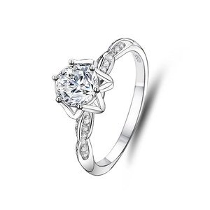 Elegante S925 zilveren lotusring met een ronde moissanite van 1 karaat in het midden