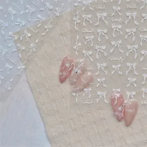 Nail Art Stickers 3D Embossed Shell Luster Bow-knot Butterfly Decals Self Adhesive Manicure Decoration For Women DIY