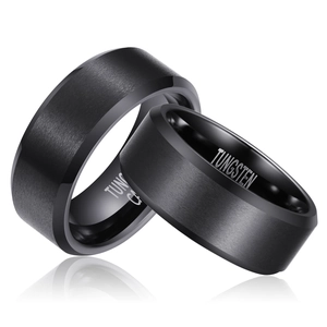 Polished black tungsten rings for men and women with a stylish matte brushed finish