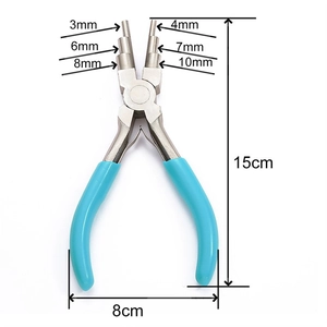 6-step bail making pliers for jewelry DIY with 3mm to 10mm diameters and blue handles