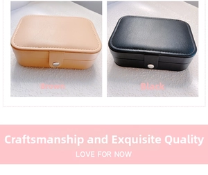 Brown and black PU leather jewelry boxes with fine stitching and metal clasps