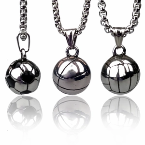 Vintage Edelstahl Sportball Anhänger Halskette Für Herren Damen Poliert Volleyball Fußball Basketball Anhänger Schmuck Geschenk