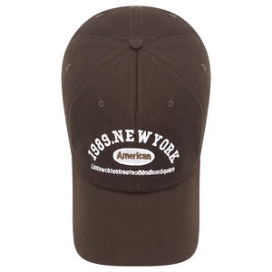 Braune Vintage-Baseballkappe mit weißer New York 1989 Stickerei für Sonnenschutz