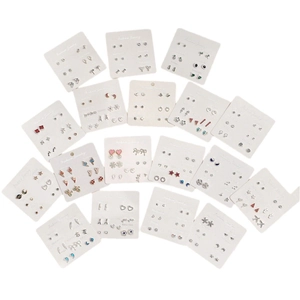 Bulk set of 108 pairs of minimalist alloy stud earrings with heart and animal designs