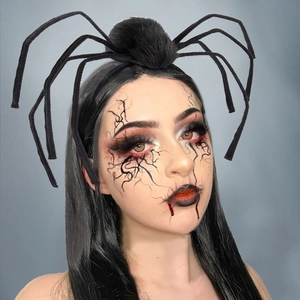 Halloween black plush spider headband accessory for spooky queen cosplay costumes