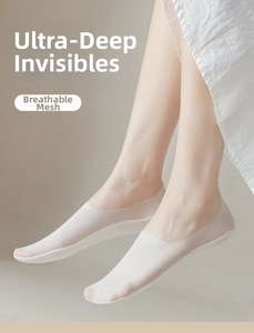 Detail of ultra-low cut invisible boat socks in breathable white mesh fabric