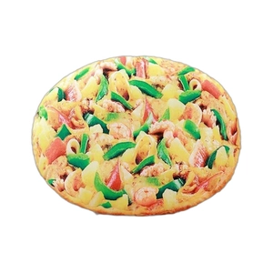 Creative realistic pizza round plush pillow cushion with various food toppings print
