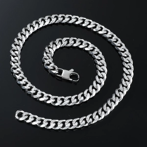 Minimalist silver stainless steel Cuban link necklace with lobster clasp closure