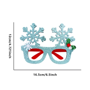 Detailed blue glitter snowflake party glasses dimensions showing 16.5cm width and 12cm height