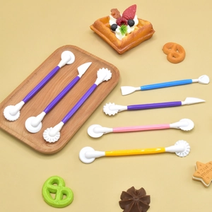 7-piece colorful double-ended fondant sculpting tools on a tray for baking and DIY clay art