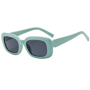 Retro square mint green thick frame sunglasses with premium dark grey lenses