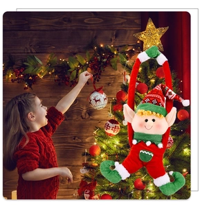 Christmas elf doll curtain buckle plush decoration hanging on a festive holiday tree