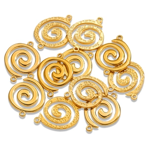 Stainless Steel Spiral Vortex Pendant 18K Gold Plated Textured DIY Jewelry Finding For Necklace Earring Making