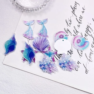 Kit ciondoli a tema sirena oceano in acrilico colorato con conchiglie e stelle marine per DIY