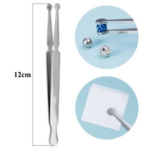 Pinzette di precisione in acciaio inox da 12cm per manipolazione di gioielli da piercing