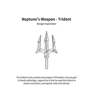 Trident Pendant Necklace Copper Poseidon Weapon Style Hip Hop Punk Niche Jewelry For Men And Women