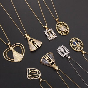 18k gold plated religious necklaces set with zircon featuring Our Lady of Aparecida pendants