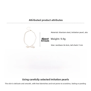 Détails du collier de perles avec nœud en acier titane et spécifications de longueur