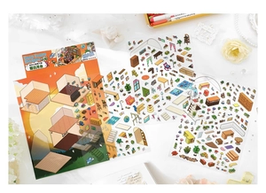 Detail view of My Cabin series PET scenery stickers for journaling and scrapbooking