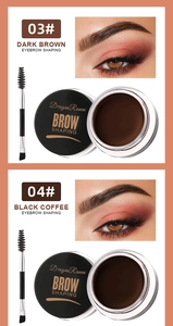 Détail du savon fixateur pour sourcils en brun foncé et café noir avec pinceau