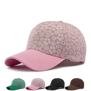 Casquette De Baseball Femme Jacquard Floral Polyester Réglable Protection Solaire Respirant Extérieur Style Coréen