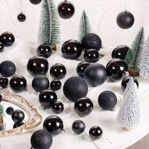 Boules De Noël Noires 4cm 6cm 8cm Brillantes Mat Boules Suspendues Affichage De Fenêtre Plafond Ornements D'arbre De Noël Électrolytiques