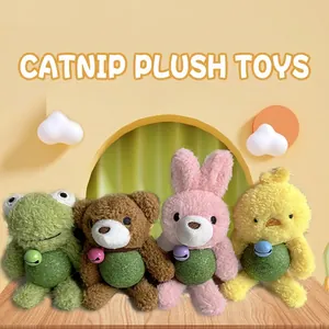 Plush Catnip Ball Toy With Bell Interactive Teething For Kittens Animal Shaped Bear Duck Novelty