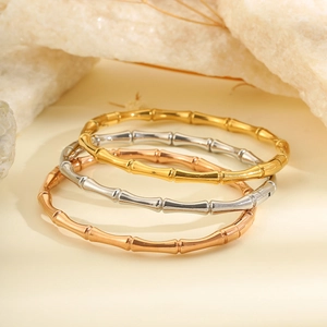 Bracciali stile bambù in acciaio inossidabile lucido nei colori oro, argento e oro rosa