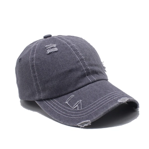 Cappellino da baseball vintage in denim grigio scuro lavato con ricamo LA ed effetto usurato