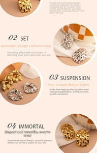 Detailed close-up showing woven texture and geometric relief on 18K gold plated earrings