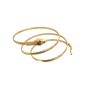 Elegant gold snake wrap bracelet with detailed scale texture and spiral coil design