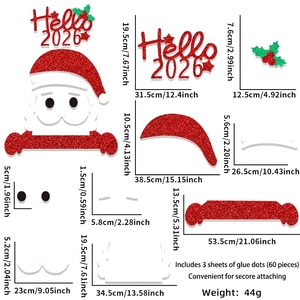 DIY Christmas non-woven wall stickers set with Hello 2026 lettering and Santa motifs