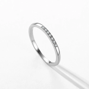Elegant S925 sterling silver ring with micro-pave cubic zirconia on a white background