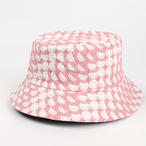 Bob rose avec imprimés smiley blancs en toile de coton durable pour femmes