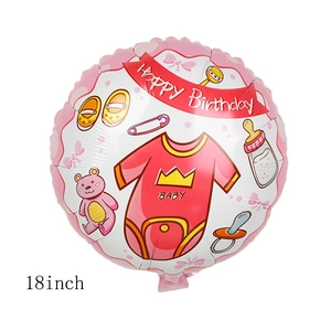 Detail showing an 18-inch pink round foil balloon for baby girls' birthday decorations