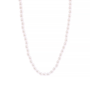Elegant minimalist white oval pearl necklace made of durable stainless steel for women