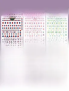 Detailed view of argyle pattern nail stickers TS-689 in retail card packaging
