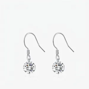 Boucles Oreilles Crochet Moissanite Taille Brillant Avec Tige En Argent Sterling 925 Bijoux Élégants Femmes