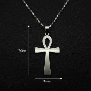 Macro view of Egyptian Ankh Key pendant with 70mm height and 35mm width dimensions