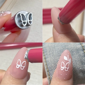 6 Pieces nail art stamp pen set featuring butterfly pattern molds for DIY manicure