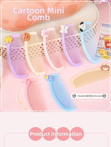 Close-up of cute cartoon crescent hair combs with colorful 3D resin animal ornaments