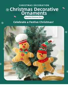 Charming gingerbread man plush ornaments hanging on a Christmas tree branch