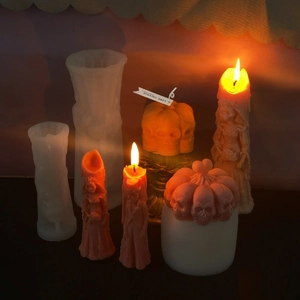 Halloween skelet bruidegom siliconen mallen voor kaarsen met afgewerkte wasfiguren